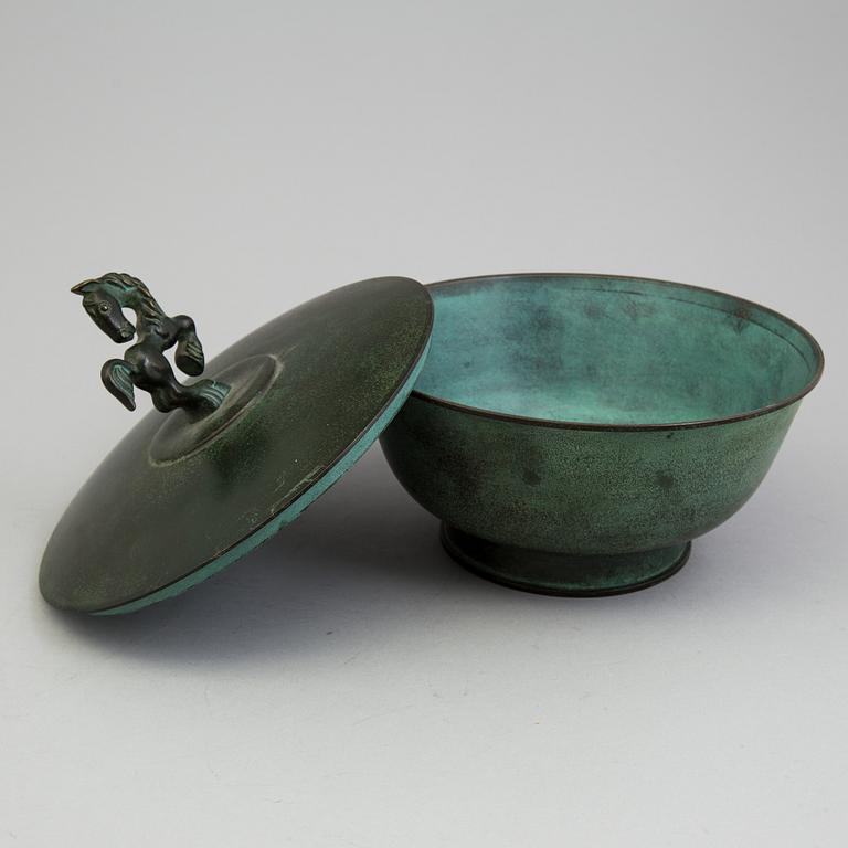 A lidded bronze bowl from Ystad Brons, 1920's/30's.