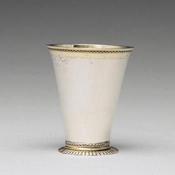 A Swedish 18th century parcel-gilt silver beaker, mark of Johan Ek, Gävle 1735.
