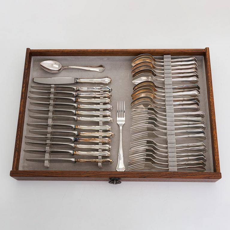 A 69-piece 'Chippendale' silver cutlery set in fitted cutlery box, Kultakeskus, Hämeenlinna 1997-98.