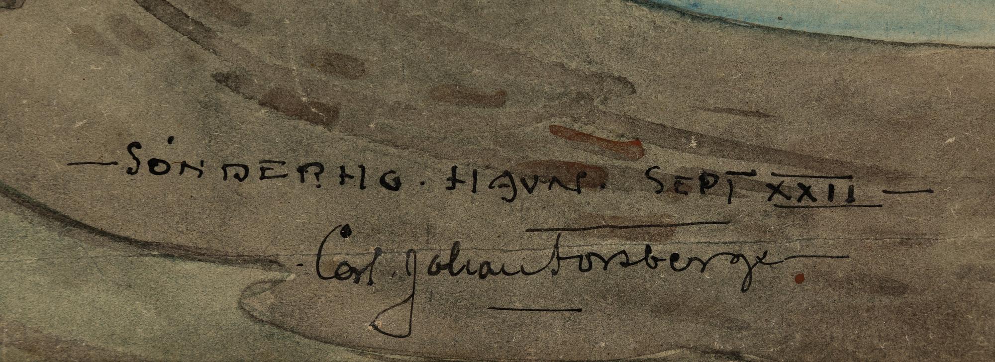 Carl Johan Forsberg, watercolour, signed and dated Sønderho Havn XXII. (1922).