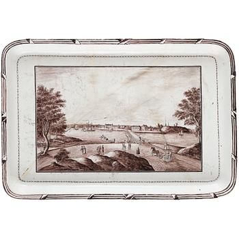 Tebord, med fajansbricka, 1700-talets slut, Gustavianskt.