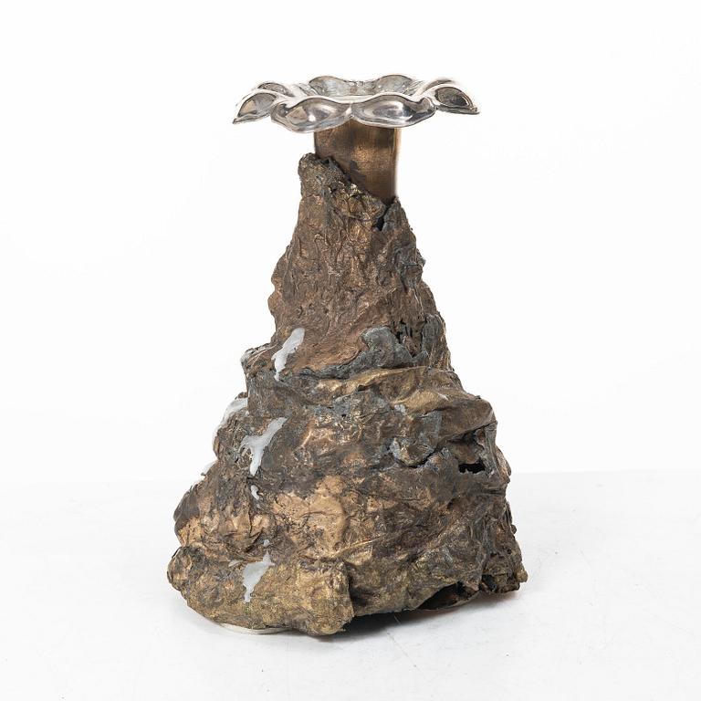 Olle Ohlsson, Skulptur/ljusstake, brons, silver, Stockholm 2020.