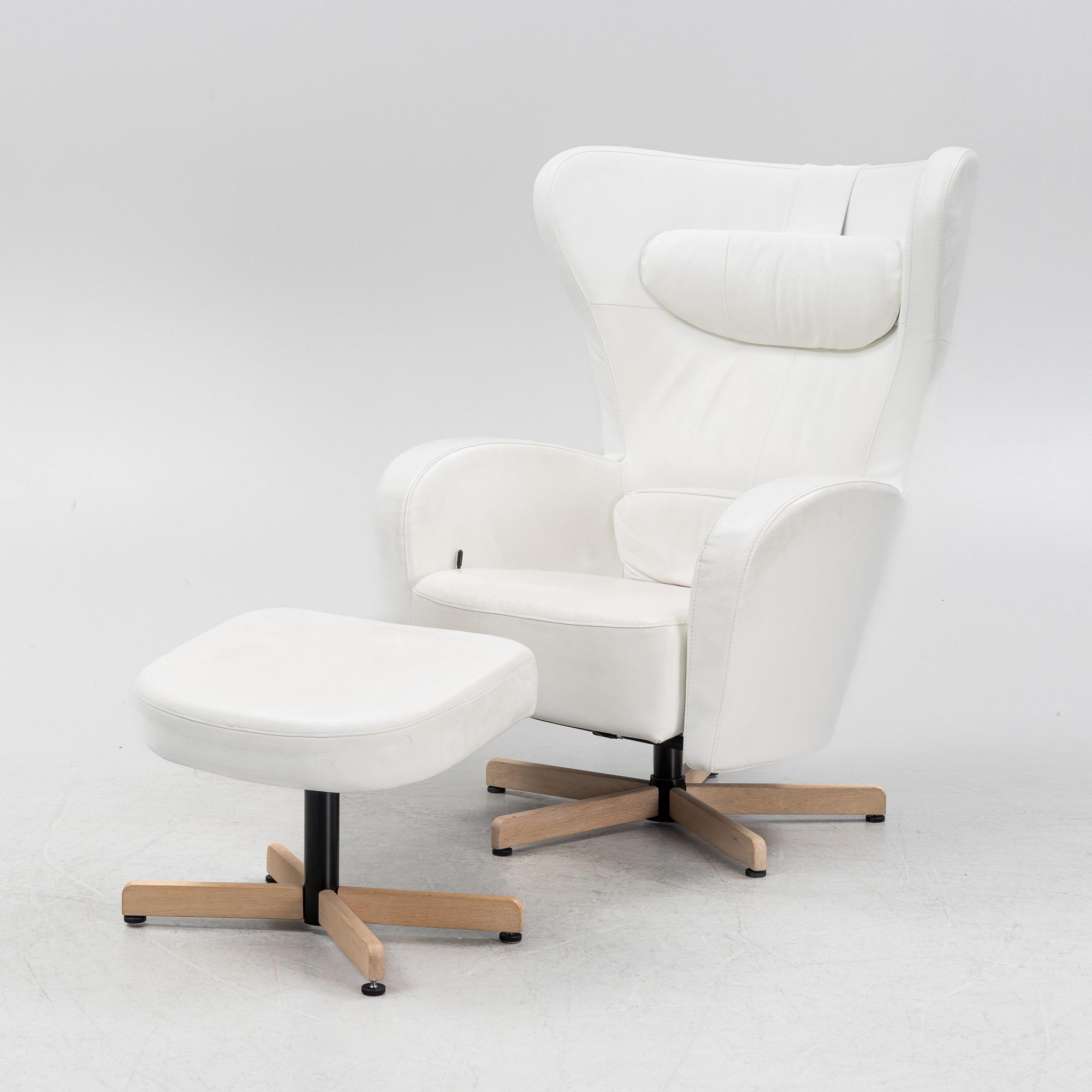 Helge Taraldsen, an 'Amanda' leather easy chair and ottoman, Brunstad, Norway, 2014.