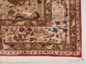 SEMI-ANTIQUE/OLD SILK QUM. 217,5 x 140,5 cm. One of a pair.