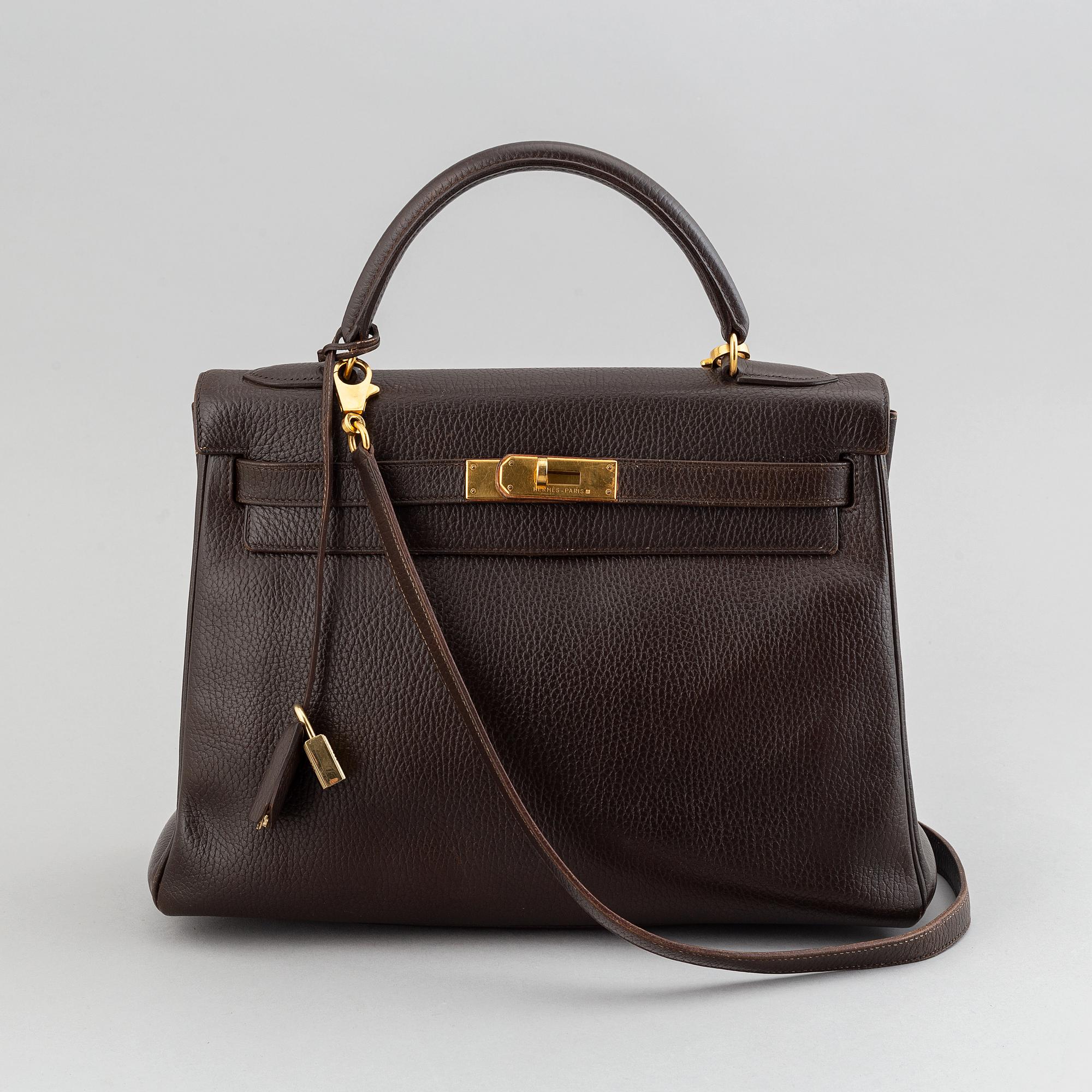 Hermès, a chocolate leather 'Kelly' handbag, 1995.