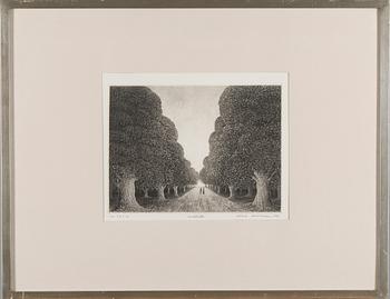 VÄINÖ ROUVINEN, akvatinta, signeerattu ja päivätty 1979. Taiteilijan koevedos.