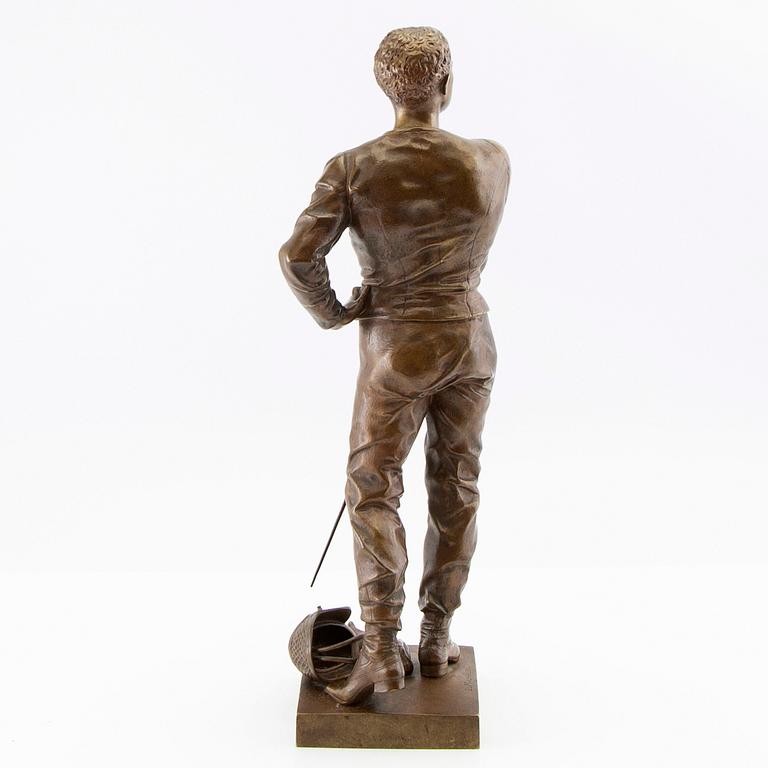 Luca Madrassi, "Schermidore" sculpture, signed patinated bronze.