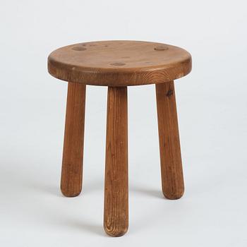 Axel Einar Hjorth, a 'Skoga' stained pine stool, Nordiska Kompaniet, Sweden 1930s.