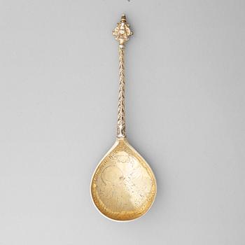 A Swedish 17th century silver-gilt spoon, remarked by Johan Nûtzel, Stockholm 1705.