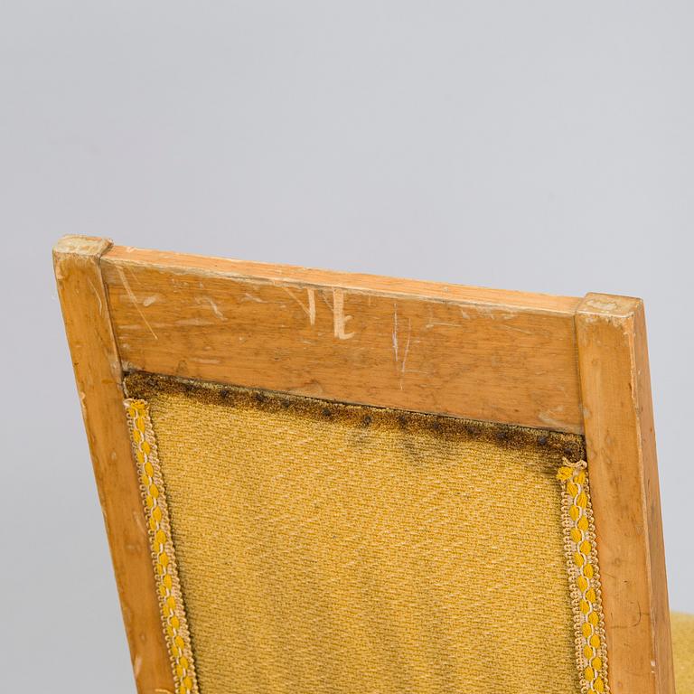 Fåtöljer, ett par och stolar, 4 st, tidigt 1900-tal.