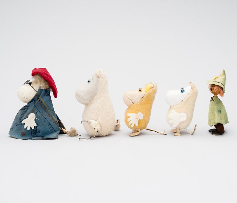MUMINFIGURER, 5 stycken, Atelier Fauni, Finland, 1950/60-tal.