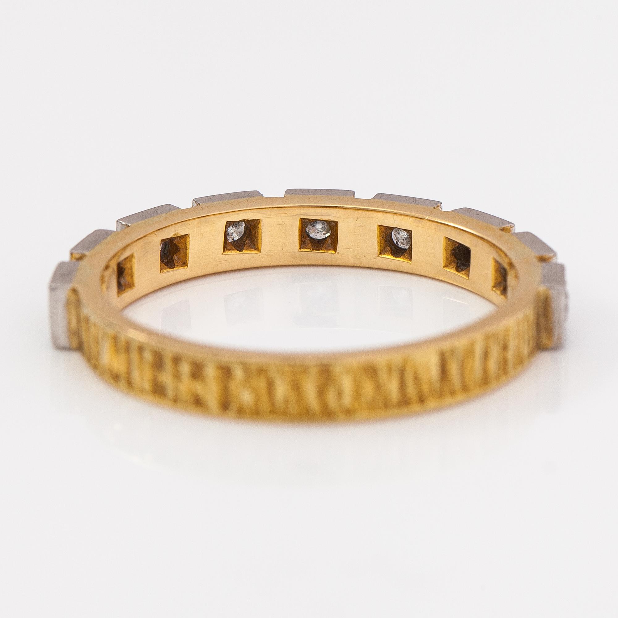 Björn Weckström, Sormus "Timanttikihla", 18K kultaa ja timantteja n. 0.36 ct yht. Lapponia 1975.