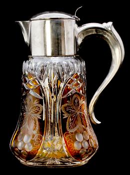 KARAFF, glas samt nysilver, 1900-tal.