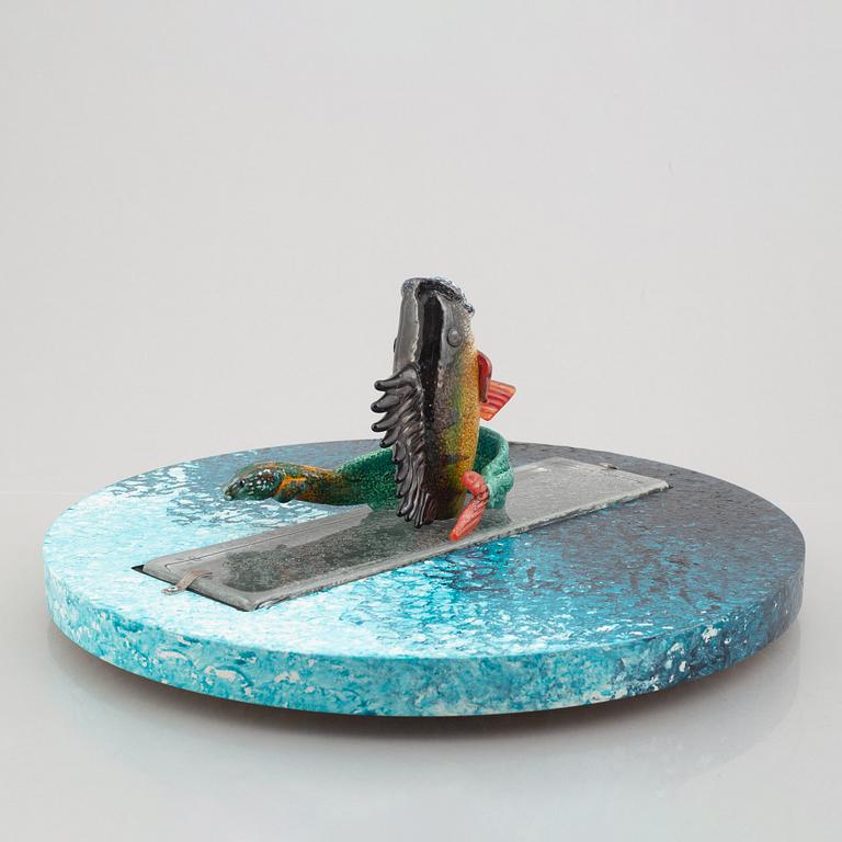 Kjell Engman, a unique glass sculpture, "Friends at sea", Kosta Boda, Sweden.