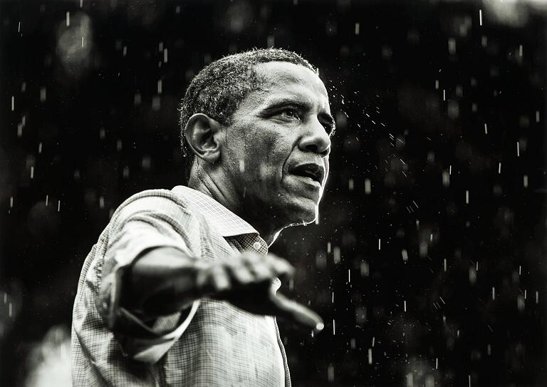 Brooks Kraft, "Obama in Rain", 2012.