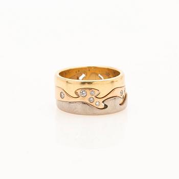 Georg Jensen, Ring, three pieces, “Fusion”, 18K gold with brilliant-cut diamonds, Denmark.