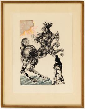 Salvador Dali, trägravyr, otydligt signerad.