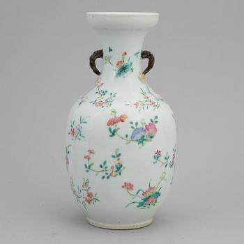 A famille rose vase, Qing dynasty, late 19th century, with a Daoguang mark.