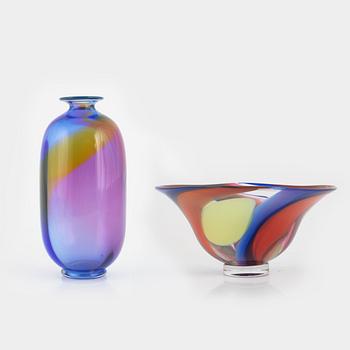 Berit Johansson, a bowl, 1990 and Ann Wolff, Jan-Erik Ritzman and Sven-Åke Carlsson, a vase, Transjö.