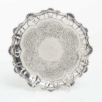 An English silver salver, mark of  Ebenezer Coker, London 1769.
