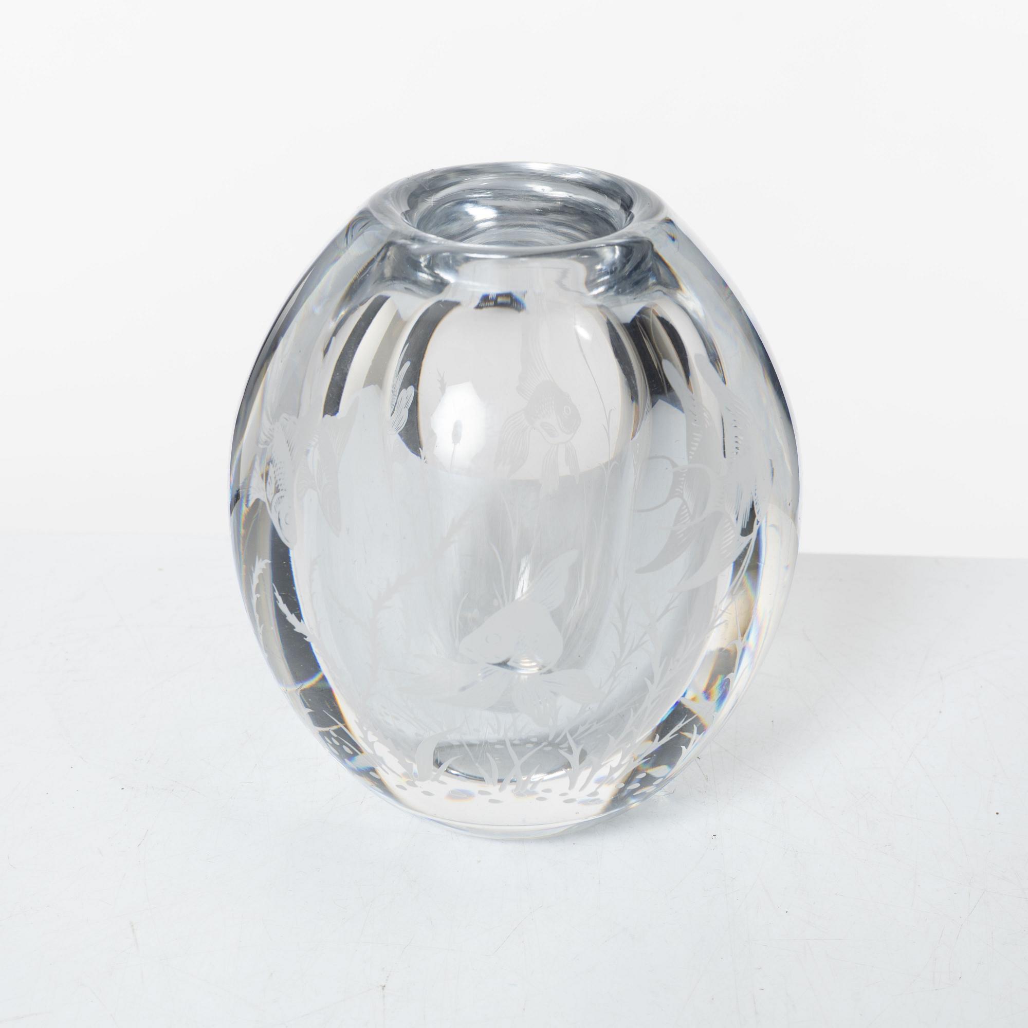 Edward Hald, a 'graal' glass vase, Orrefors 1949.