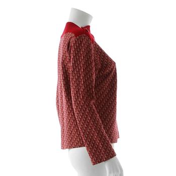 CHRISTIAN DIOR, a wine red monogrammed sweater i wool and blend material.