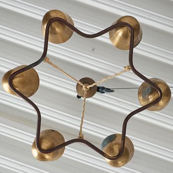 A Swedish Modern brass ceiling lamp, 1940's.