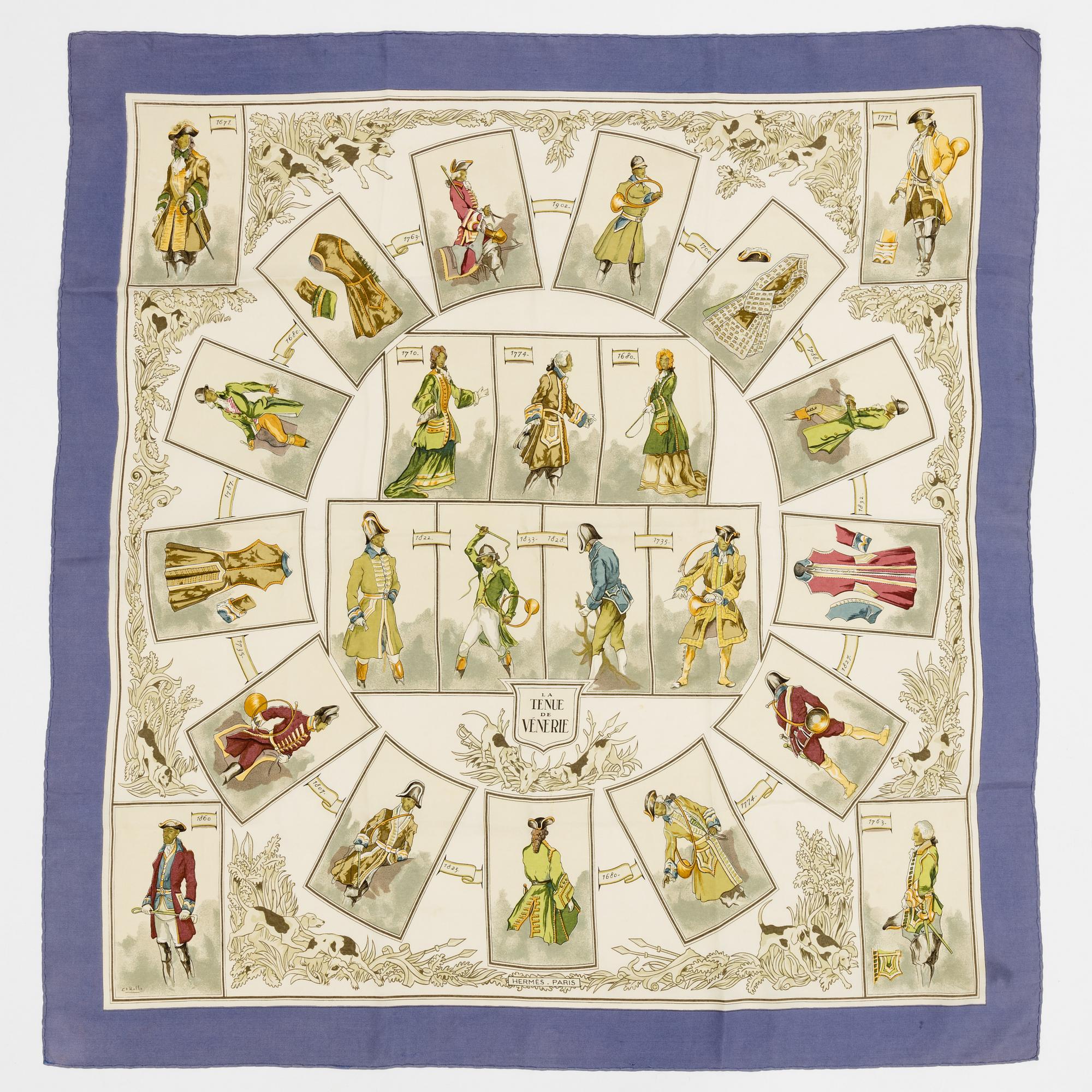 Hermès, scarf, "La Tenue de la Vénerie".