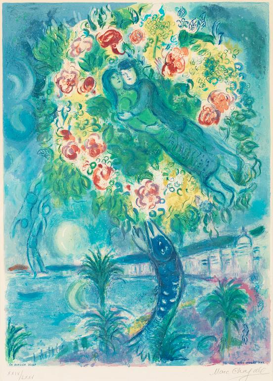 Marc Chagall (Efter), "Couple et poisson", ur "Nice et la Côte d'Azur".