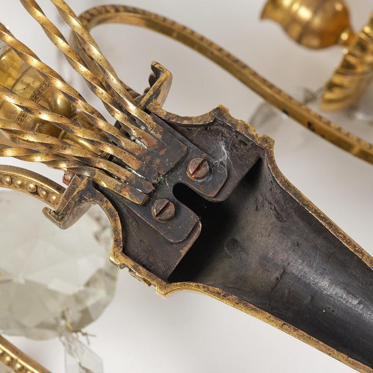 Vägglystrar, ett par, för två ljus, 1800-tal, Louis XVI-stil.