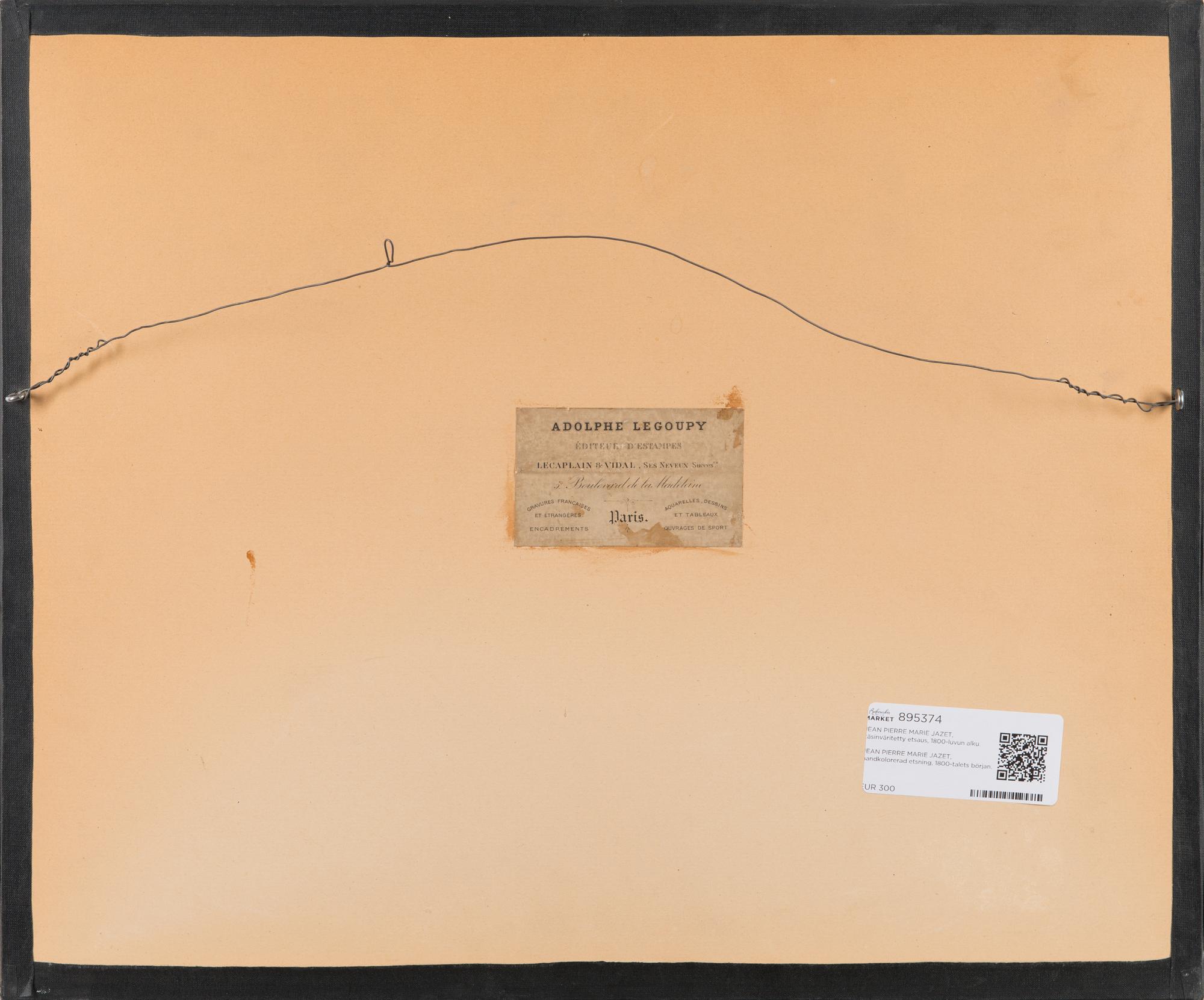 JEAN PIERRE MARIE JAZET, handkolorerad etsning, 1800-talets början.