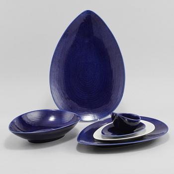 SERVISDELAR, 24 st, flintgods, "Blå Eld", Hertha Bengtsson, Rörstrand, 1900-talets andra hälft.