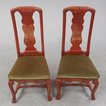 STOLAR, ett par, senbarock, 1700-talets mitt.