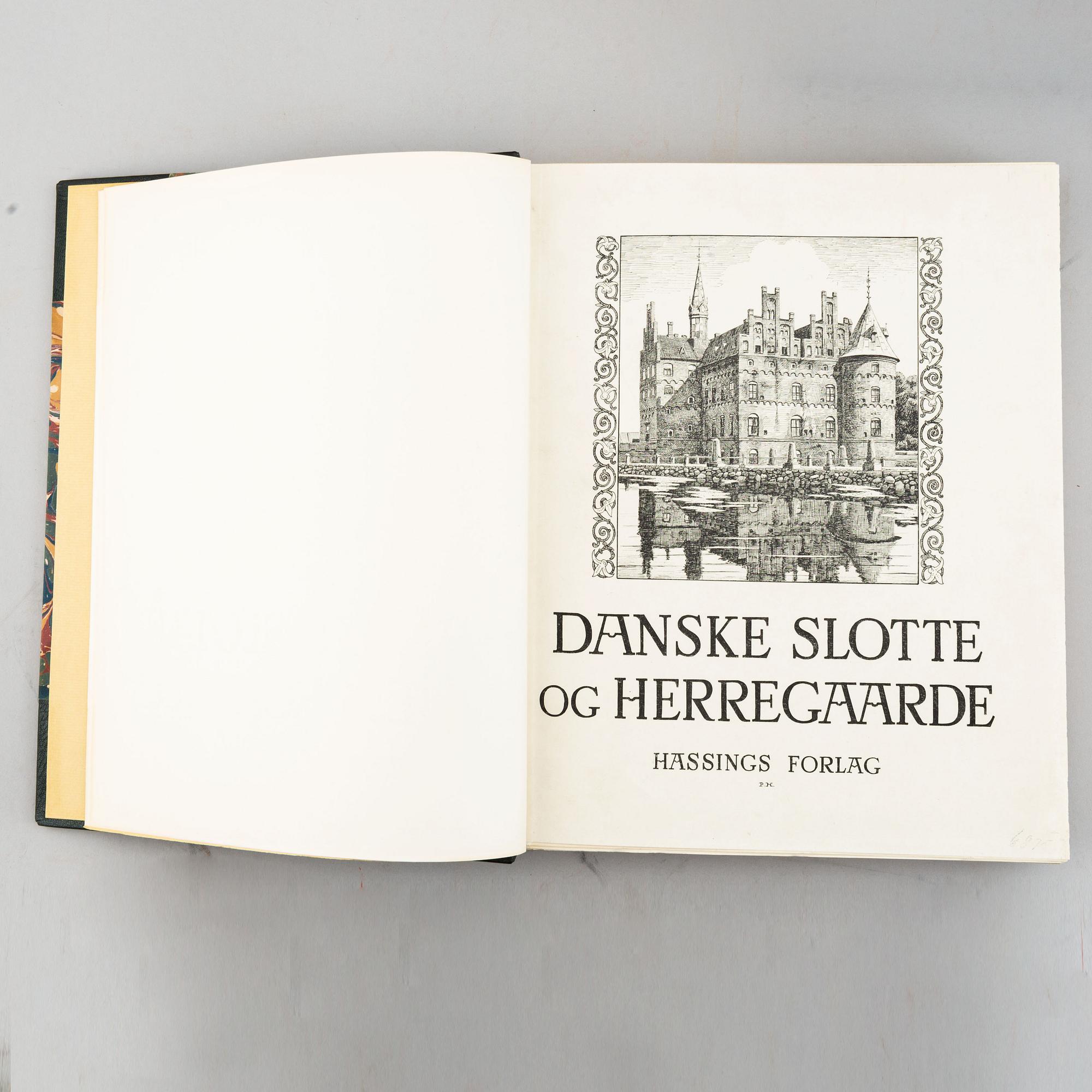 Books, Denmark, 4+ 3 volumes, Danske slotte og herregaarde, vol. I-IV and  Danska Herrgaarde ved 1920, vol. 1-III.