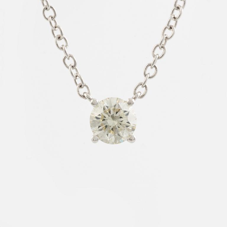 Brilliant cut diamond solitaire necklace.