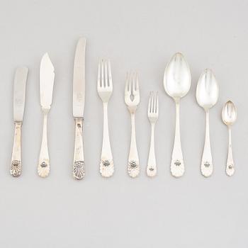 A 52-piece silver flat wear set, model "Snäck", MGAB, Uppsala, Sweden, 1946-49.