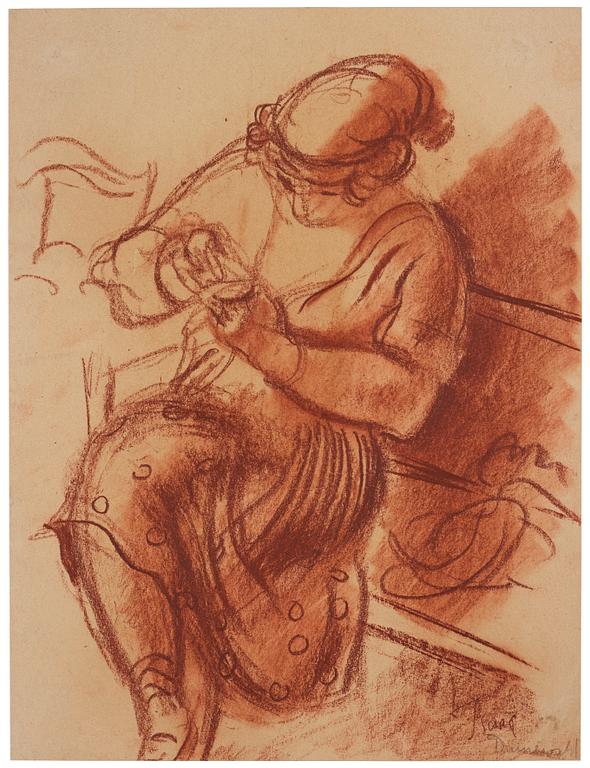 Isaac Grünewald, Berthe sewing.