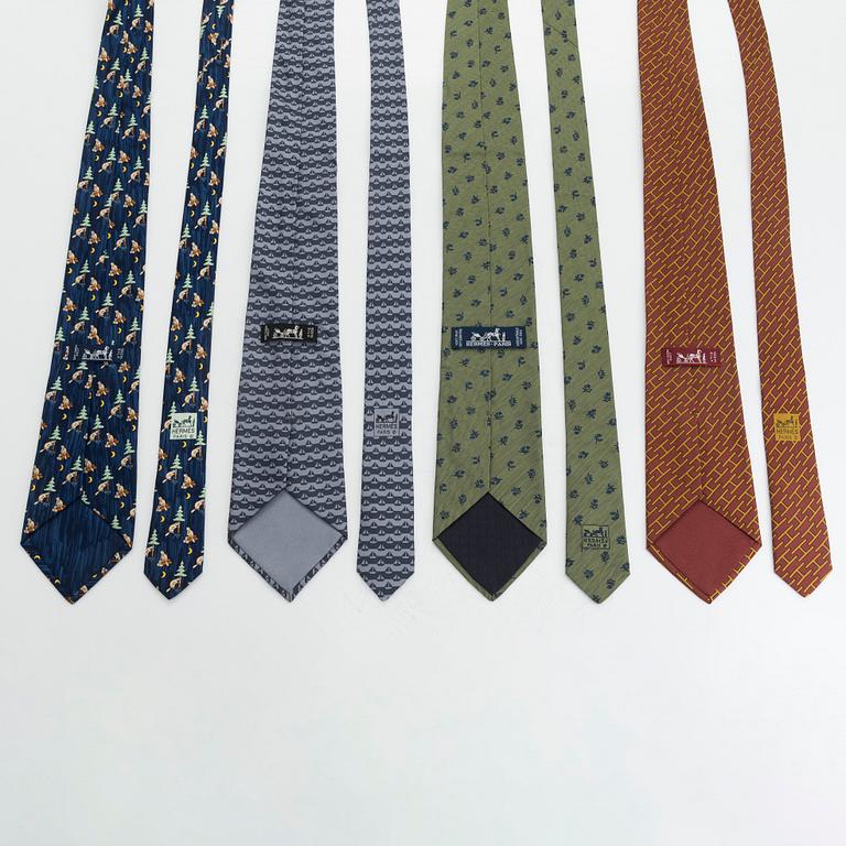 Hermès, four silk ties.