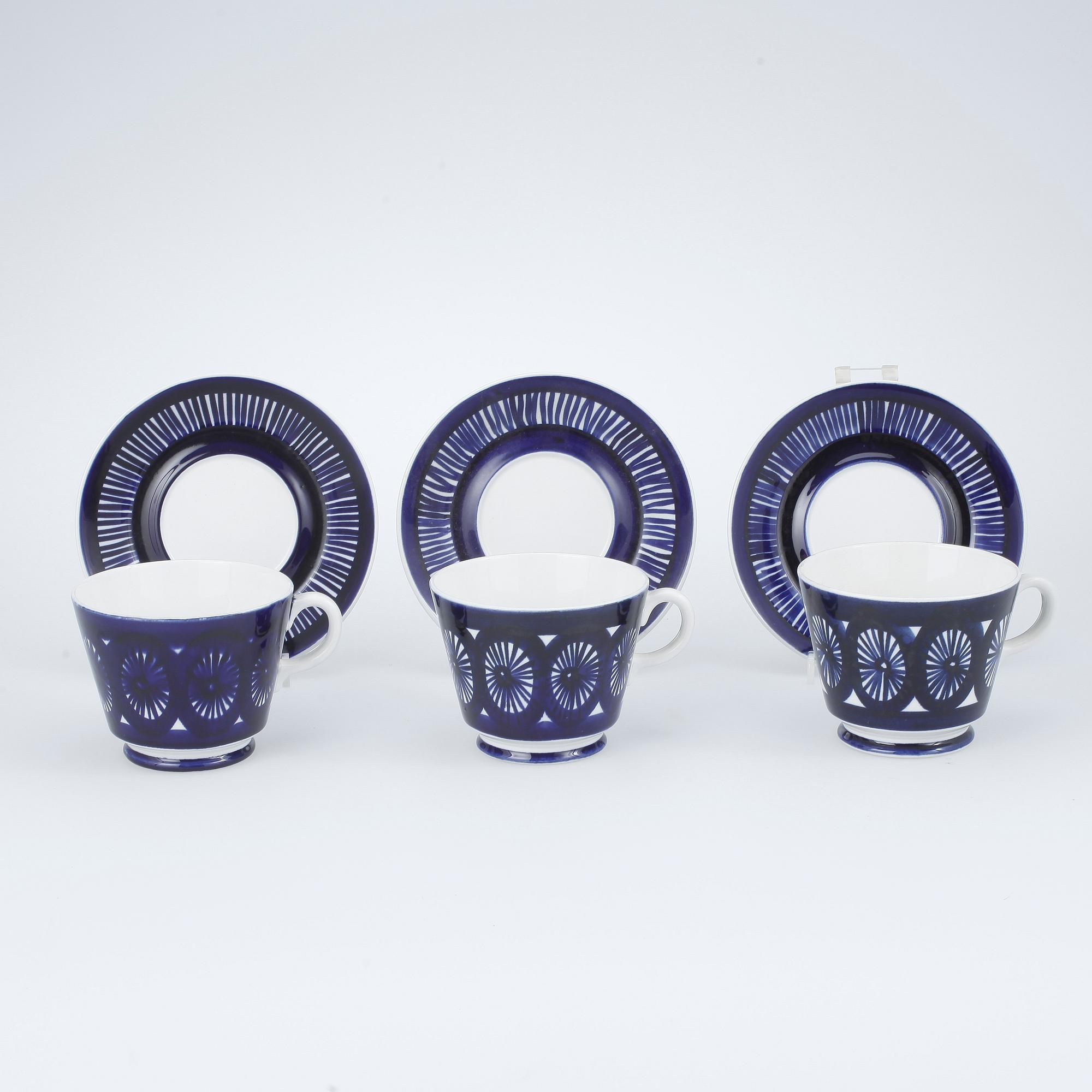 TEKOPPAR, 3 st, porslin, "Fiesta", Ulla Procopé, Arabia.