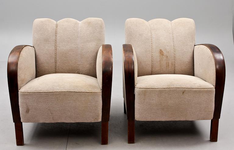 FÅTÖLJER, 4 st, Art deco, 1900-talets första hälft.