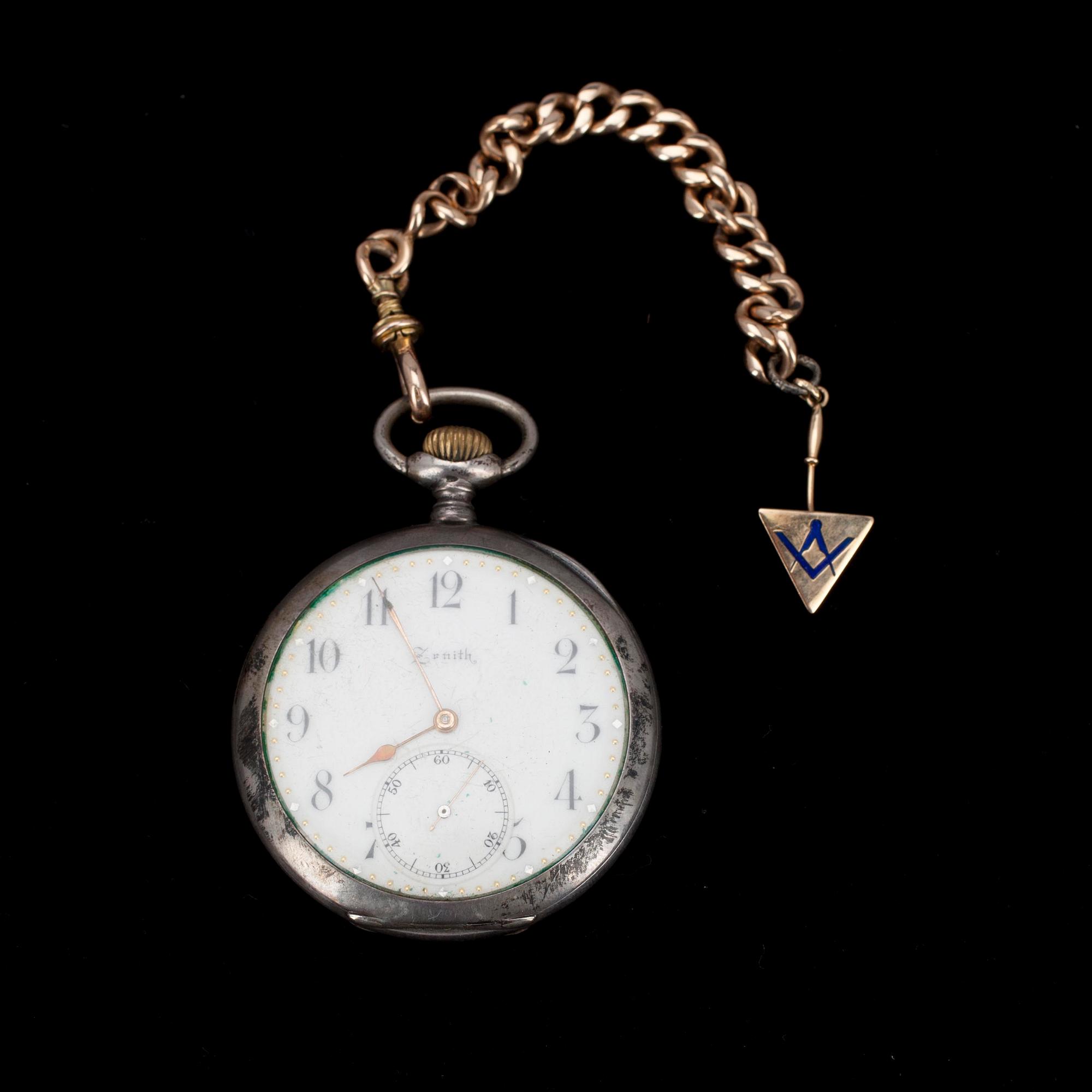 FICKUR Zenith, silver, tidigt 1900-tal, samt KED, guld 14K, vikt ca 13,3 g.