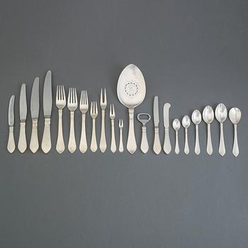 GEORG JENSEN, bestickuppsättning, 221 delar Antik/Continental, Köpenhamn 1920-tal -1977, silver och rostfritt stål.