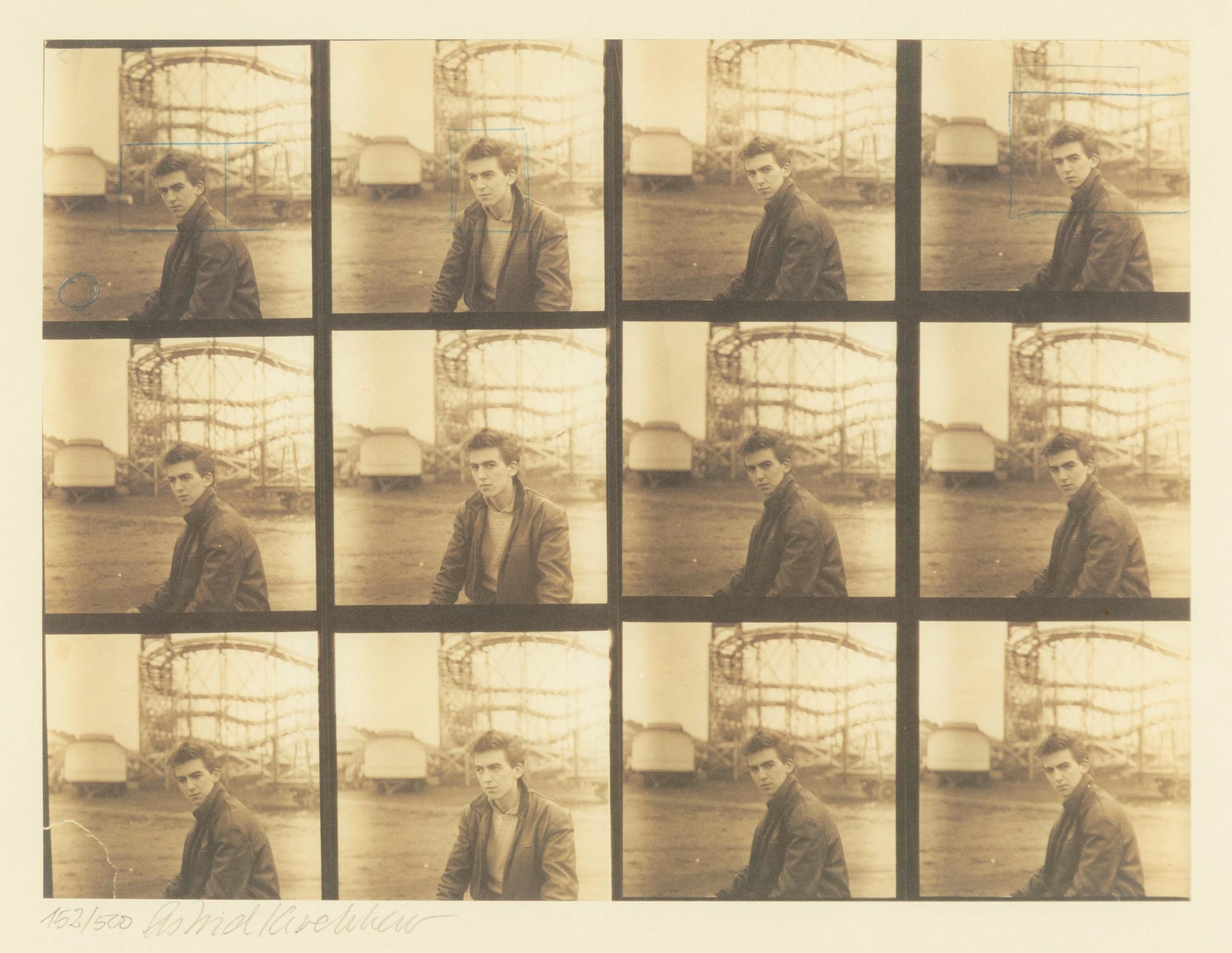 Astrid Kirchherr, George Harrison at the Heiligengeistfeld fairground, Hamburg, 1960.