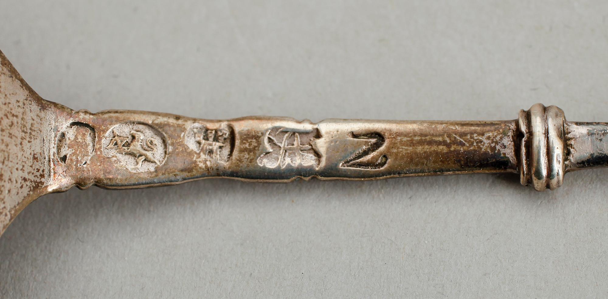 SUPSKED, silver, Anders Falck, Jönköping 1736. Vikt ca 34 g.