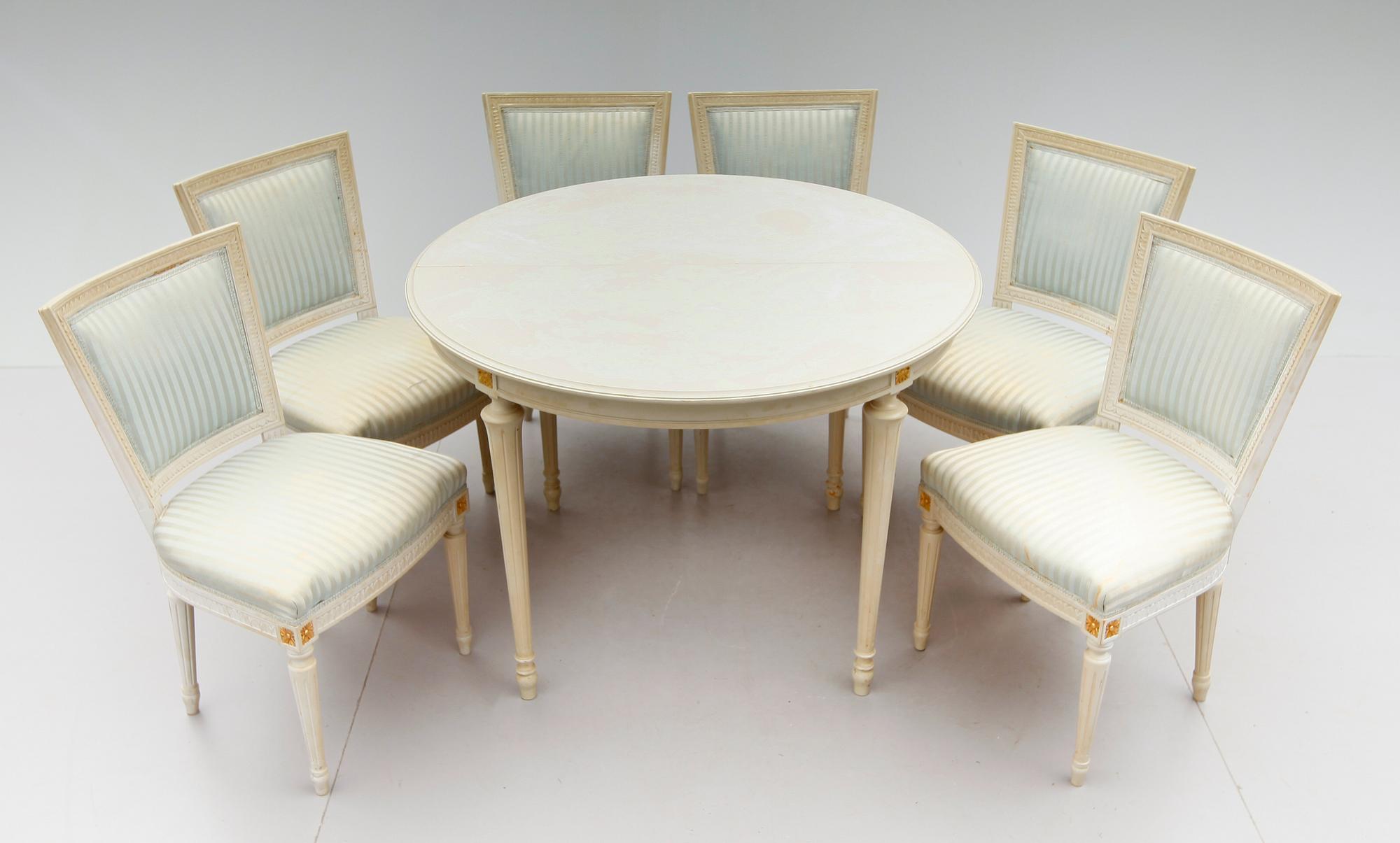 MATGRUPP, 7 delar, gustaviansk stil, 1900-talets mitt.