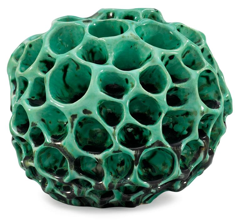 A Hans Hedberg faience sponge, Biot, France.