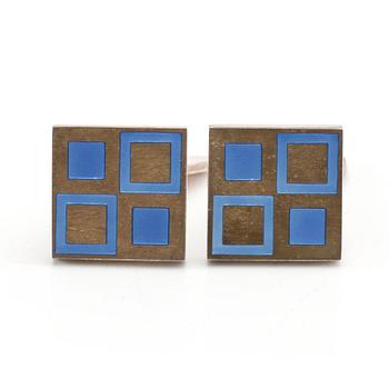 Georg Jensen, a pair of "Mosaic" cufflinks in sterling silver and enamel.