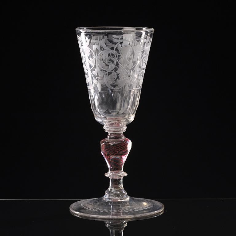 A Bohemian glass goblet, 18th Century.