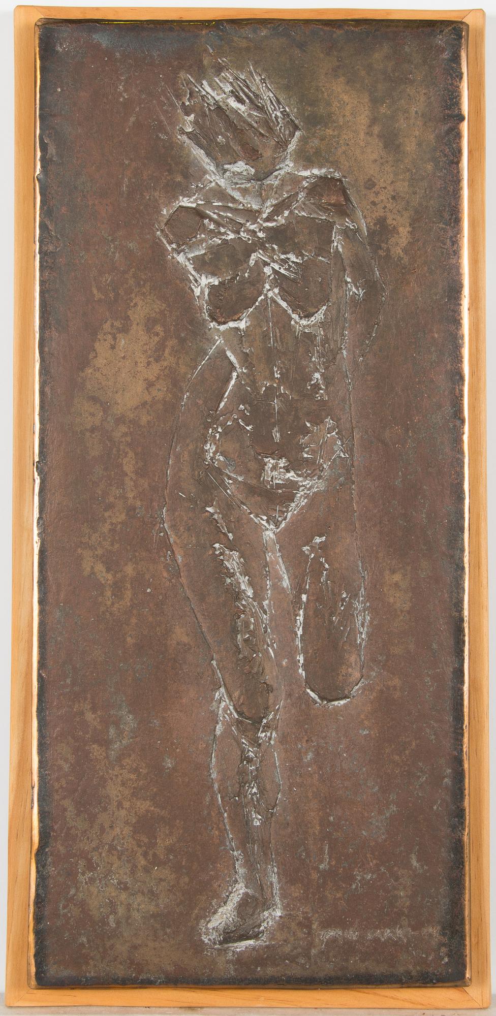 Terho Sakki, a bronze relief, signed and dated -92.