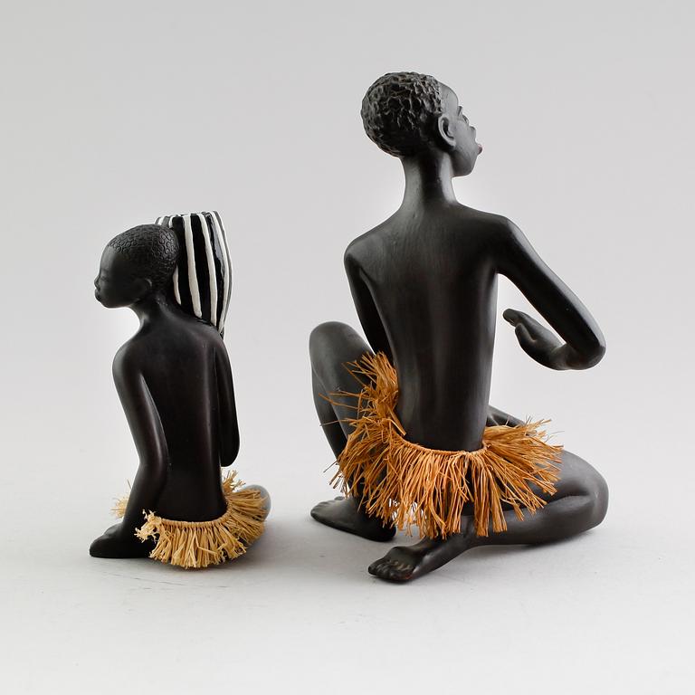 FIGURER, 2 st, terracotta, Gmunder Keramik Fink, Austria, 1900-talets mitt.